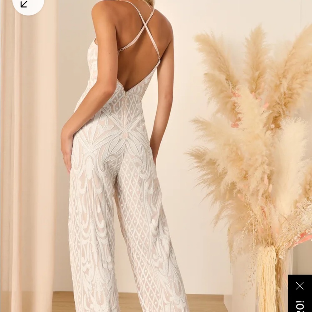 Lulus Catch a sparkle white and beige Jumpsuit